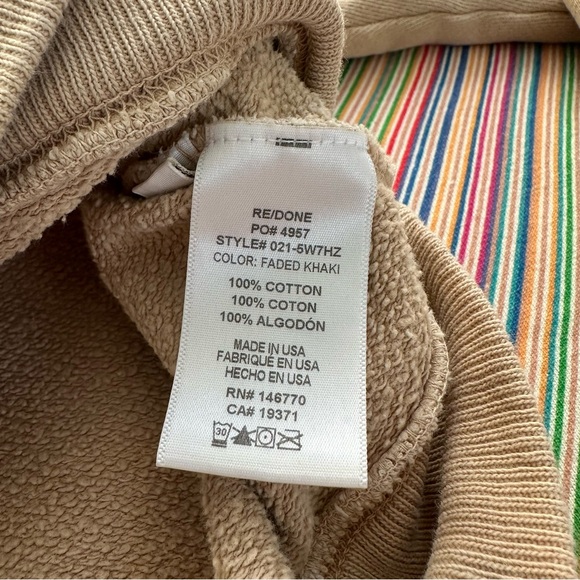 RE/DONE x Hanes 70's half-zip sweatshirt • small • cropped • khaki • flaw* - Picture 9 of 12